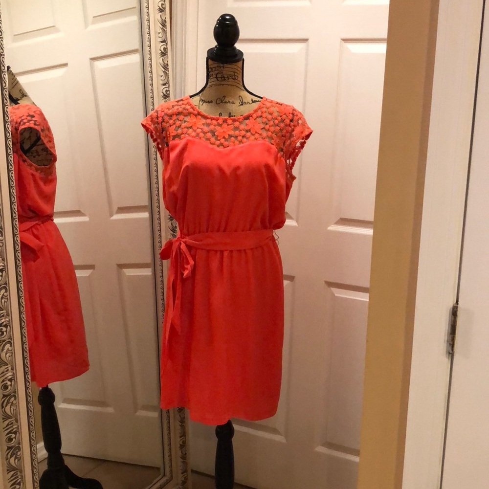 Guess floral lace orange mini dress